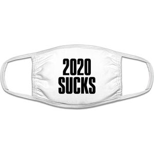 2020 Sucks | grappig mondkapje | gezichtsmasker | bescherming | bedrukt | logo | Wit mondmasker van katoen, uitwasbaar & herbruikbaar. Geschikt voor OV