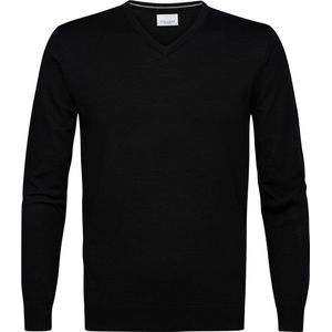 Profuomo - Pullover V-Hals Merinowol Zwart - Heren - Maat S - Modern-fit