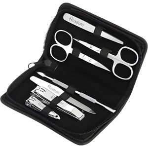 Selbro© 7-delige professionele manicure en pedicure set roestvrij staal nagel verzorgingsset met lederen opbergetui - Complete nagel schaarset voor hand- en voetverzorging