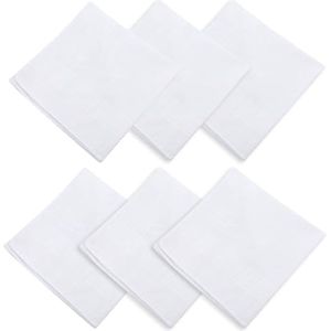 Witte Katoenen Zakdoeken voor Heren - 6 Stuks, 40 x 40 cm, Zacht en Elegant