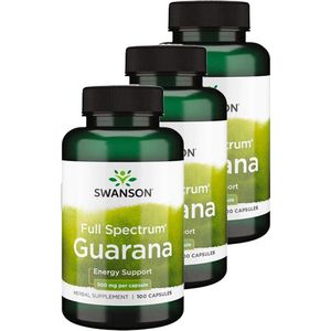 Swanson | Full Spectrum Guarana 500mg | 100 Capsules | 3 stuks | 3 x 100 Capsules