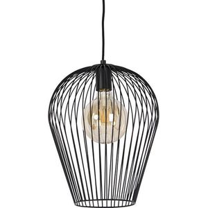 QAZQA wire - Design Hanglamp - 1 lichts - Ø 30 cm - Zwart - Woonkamer | Slaapkamer | Keuken