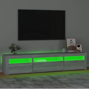 The Living Store TV-meubel - LED-verlichting - TV-meubel - Afmetingen- 195 x 35 x 40 cm - Kleur- grijs sonoma eiken - Materiaal- bewerkt hout - The Living Store