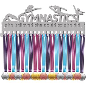 Gymnastics Medal Holder Display - Sports Medal Pendant Display - Awards Metal Holder Rack Frame - Wall Mounted for Athletes - Medalist Running Football Gymnastics Marathon - 20 Pieces Hooks