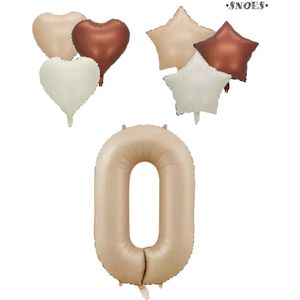 Snoes XXL Cijfer ballon 0 – Nude Kleur Satijn Caramel Nummerballon
