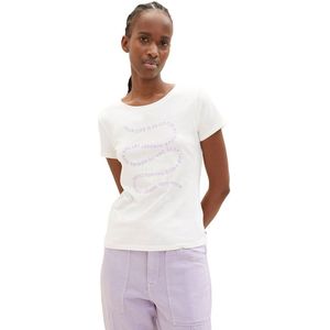 Tom Tailor Wavy Chest Print T-shirt Wit S Vrouw