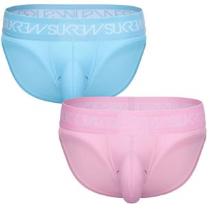 SUKREW Classic Brief Multipack 1x Breeze Blue + 1x Summer Pink - MAAT XS - Heren Ondergoed - Slip voor Man - Mannen Brief