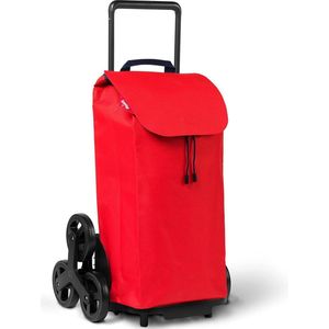 Tris Urban Rojo boodschappentrolley met 6 wielen - waterdichte tas - polyester - 52 liter - rood - 441x507x956 cm Folding Shopping Trolley