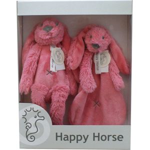 Happy Horse Geschenkverpakking Konijn Richie Donker Roze Knuffel no. 1 - 28 cm / Knuffeldoekje