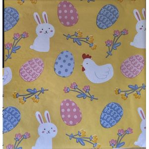Paastafellaken 200x140cm - vinyl tafellaken paastafelkleed - konijn - vogel - paaskleed tafelkleed voor Pasen met Paashaasjes