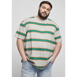 Urban Classics - Light Stripe Oversize Heren Tshirt - S - Grijs/Groen