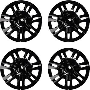 Allecto Plus - Set van 4 wieldoppen zwart glanzend voor stalen velgen - ABS-kunststof - dubbellaagse lak - 30-38 cm - hubdoppen autotuning accessoires voor buiten - 30,5-38,5 cm