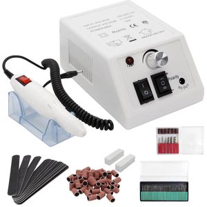 Elektrische Nagelvijl Set - Nagelfrees - 20000 RPM PRO Desktop - Elektrische Manicure en Pedicure set - 6x standaard schuurkappen - Links- en rechts draaiend - Wit - voor Manicure & Pedicure - Pedicureset