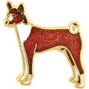 Behave - Broche hond rood wit emaille - diermotief - retro look