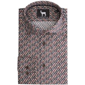 GENTS - Overhemd Blumfontain cirkelprint - Katoen - Bruin - Maat M/M