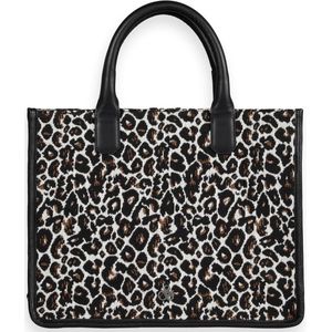 Leopard Schoudertas Shopper - Macchiato Luipaardprint Canvas Tas Met Ritssluiting