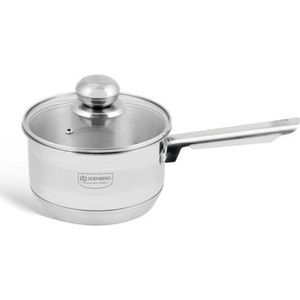 Edënbërg Classic Line - RVS Steelpan met Glazen Deksel Ø16 cm - 1.5 L - 5-Laags Bodem!