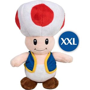 Toad Super Mario Bros Pluche Knuffel XXL 90 cm {Nintendo XL Plush Toy | Extra groot speelgoed knuffelpop voor kinderen jongens meisjes | Enorm Grote Mario, Luigi, Peach, Toad, Donkey Kong, Bowser, Yoshi}