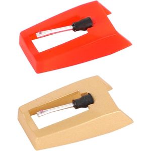 Allecto Plus - Platenspelernaalden Vervangen voor Draaitafel | Diamond Tip Stylusnaaldaccessoires | Vinylplatenspeler LP-grammofoon | Gouden Rood | Hoge Kwaliteit (Set van 2)