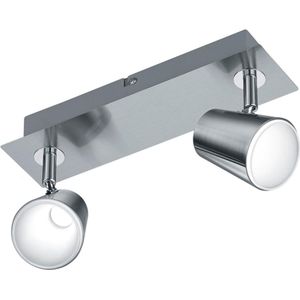 LED Plafondspot - Trion Narca - 12W - Warm Wit 3000K - 2-lichts - Rechthoek - Mat Nikkel - Aluminium