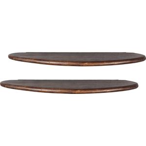 BePureHome Set van 2 Wandplanken Layer - Hout - Walnoot - 2x50x14