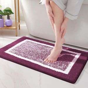 50 x 75 cm Microfiber Zachte Badmat, Antislip Badkamermat Machinewasbaar, Douche Waterabsorberend Badkleed Duurzame Vloermatten (Purper)