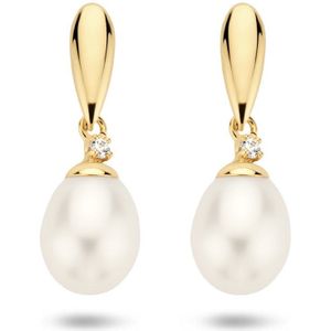 Marie Celeste - Oorhangers - Parel - Zirkonia - Goud