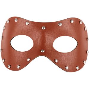 Soepel bruin oogmasker met metalen studs - leatherlook - venetiaans masker