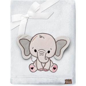 Be Mammy Babydeken - Dekbed - Kinderdeken - Wiegdeken - Dekentje Baby - 76 x 102 cm - Lichtgrijs - olifant - BE-BE20-168-BBL