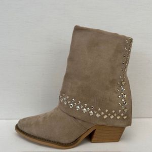 Suèdine cowboylaars met shiny flap khaki Khaki / 36