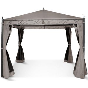 Tuinpaviljoen Dessert - 3 x 3 m - PVC gecoat 270 gr/m² - Taupe - 100% waterdicht - Inclusief zijwanden