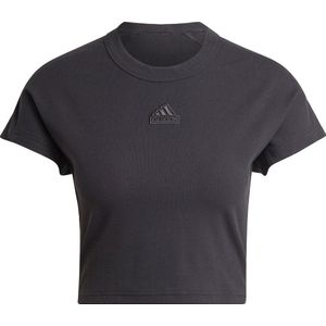 adidas Sportswear Lounge Ribbed Crop T-shirt - Dames - Zwart- 2XS