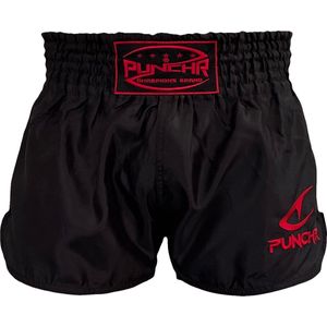 PunchR™ Classic Muay Thai kickboks Broek Zwart Rood - XXL