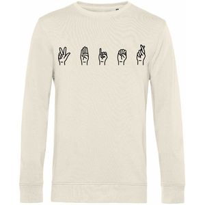 7431 - Sweater - Gebarentaal; 3 Bier-Off White-XS