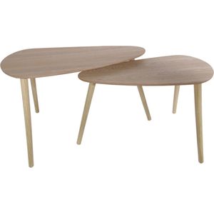 Home Deco - Houten tafels druppelvormig - set van 2 - 80 x 50 x 40 cm