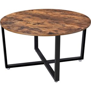 Hoppa! Ronde salontafel- industrieel ontwerp - vintage - donkerbruin - 88 x 88 x 47 cm