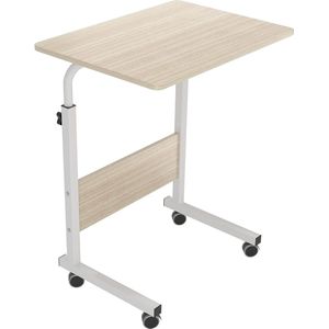 DlandHome Computer Desk Writing Desk Laptop Table Side Table with Wheels Height-Adjustable, Laptop Notebook Stand Table Breakfast Tray for Bed Sofa Couch
