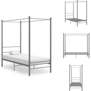 vidaXL Bedframe - Slim Design - Metaal - Grijs - 208x106x201 cm - Geschikt voor 100x200 cm matras - Montage vereist - Bed