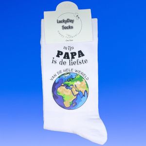 Liefste Papa - vaderdag cadeau - Hou van je - vaderdag cadeau met tekst - Papa cadeau - -Sokken met tekst - Witte sokken - Grappige cadeau - Cadeau voor vader - Kado - Sokken - Verjaardags cadeau voor vader papa - LuckyDay Socks - Maat 37-44