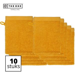 The One Towelling Washandjes - Washanden - Voordeelverpakking - 100% Katoen - 16 x 21 cm - Okergeel - 10 Stuks