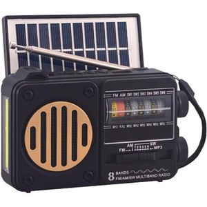 Radio - Draagbare Zonnelichtradio met Bluetooth-luidspreker, LED Zaklamp en MP3-speler – FM/AM/SW Receiver, USB, TF-kaart