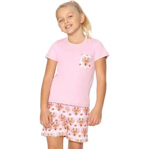 Merry Style - Korte Katoenen Pyjama - Voor Meisjes – Lichtroze/hearts/deer – 110 - MS-MS10-292-PJ