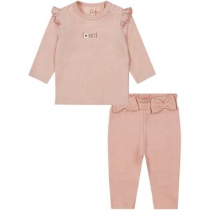 Dirkje - Basic Collection - BIO COTTON - Broekje Light Dusty Pink en shirt met roesje - Maat 50