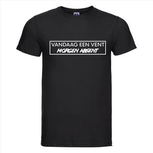 VANDAAG EEN VENT MORGEN EEN ABSENT T-shirt - 100% Katoen - Maat XL - Classic Fit - Zwart
