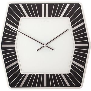 NeXtime Hexagon - Klok - Glas - 43x43 cm - Zwart/Wit