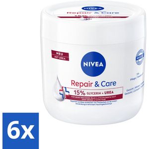 Nivea - Repair & Care Bodycrème - 72 uur Hydratatie - Barrièrecrème voor Zeer Droge en Ruwe Huid - 400 ml - Voordeelverpakking - 6 stuks