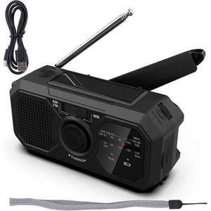 Vihes Noodradio - Opwinbare noodradio - Solar Opwindbaar - Draagbaar - Mobiel Oplaadsysteem - Hand Oplaadbaar - Zaklamp - Usb oplaadbaar