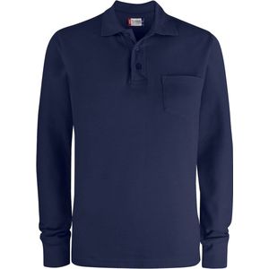 Clique Herenpoloshirt met knopen, borstzak en lange mouwen Navy Blue - 4XL