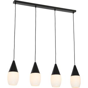 QAZQA drop - Moderne Hanglamp eettafel voor boven de eettafel | in eetkamer - 4 lichts - L 99.6 cm - Wit - Woonkamer | Slaapkamer | Keuken