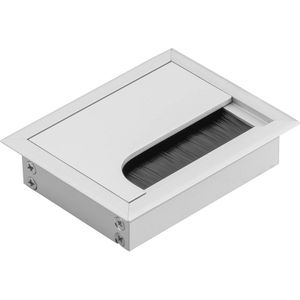 Kabeldoorvoer met Deksel - Rectangulaire Kabelorganisator voor Meubelinstallatie - 80 x 100 mm - Zilver